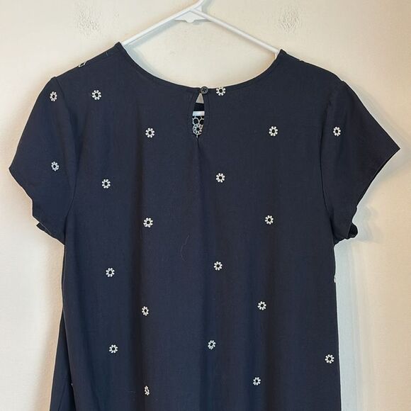 J. Jill Women’s The Date-Night Dress navy embroiderer short sleeve size med EUC - Picture 10 of 12